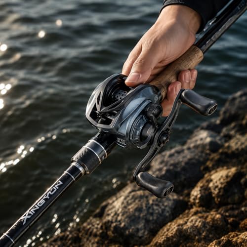 DC Baitcasting Reel, Digital Control Anti-Backlash, 7. 1:1 Gear Ratio, 6+1 Bearings, Ultralight for Bass Freshwater - color: Left Handed