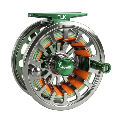 Aventik FLK II Fly Fishing Reel Aluminum Trout 3/5, 5/7, 7/9wt Large Arbor Freshwater Fly Reel with Line. - size: 3/5wt, style: Silver-with Line