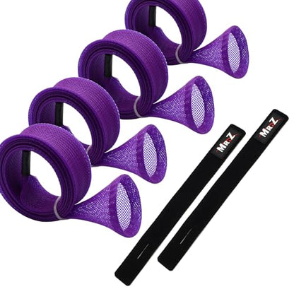 Mr. Z Pack of 4 Casting Fishing Rod Sleeves with 2 Rod Straps Fishing Rod Covers Pole Jacket Rod Socks - color: Purple