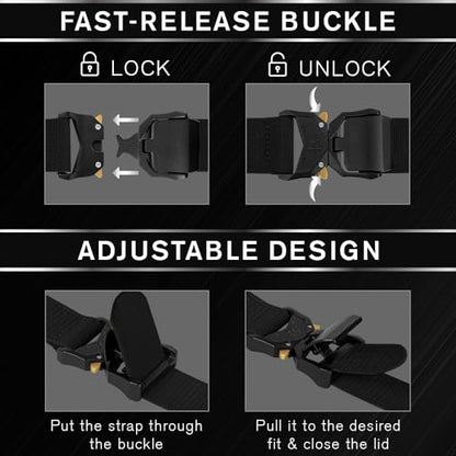 TECEUM Tactical Belt – Heavy-Duty & Quick Release – Military, Work, Rigger, Duty & Utility Belt for Men - color: Buckle 1 - Black, style: X-large-for Waist 46"-50" (Length 57")