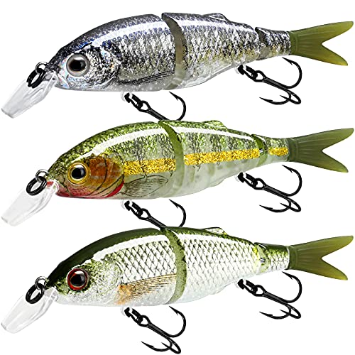 TRUSCEND Swimmax Easy Catch Fishing Lures with BKK Hooks, Wiggling, Vibrating, Rattling and Gurgling for More Bite, Heavy-Duty Dyneema Fiber Jointed Swimbaits for Bass, Trout, Walleye, Crappie, Pike - color: E2-3.5",0.3oz