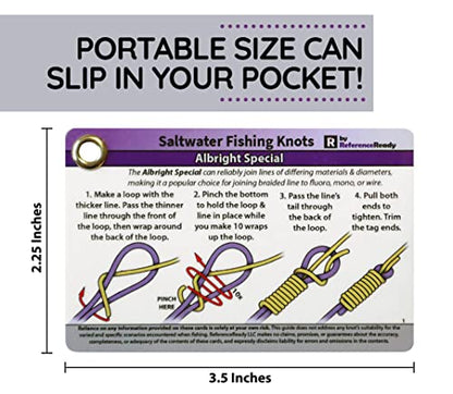 ReferenceReady Saltwater Fishing Knot Cards: Guide to 15 Deep Sea Knots | Waterproof pocket guide to big game knots, includes inshore and deep sea fishing knots for salt water.