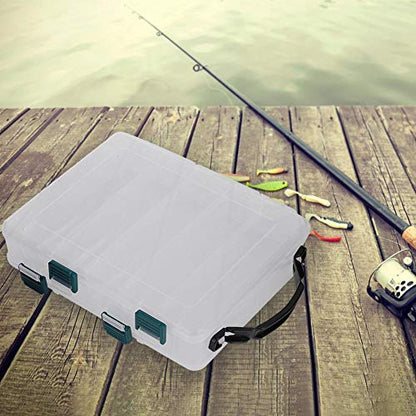 Double-Sided Fishing Lure Hook Tackle Box, Clear Visible Plastic Lure Case, Fishing Tackle Accessory Storage Box Case Container(10 Slots)