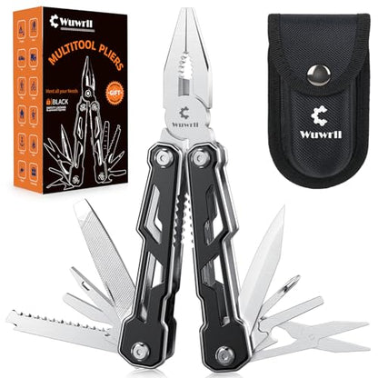 Wuwrll Multitool with Safety Locking,16-in-1 Multi Tool Stainless Steel Pocket Knife Set with Pliers, Upgrade Camping Tool Gifts for Men,for Survival, Camping, Hiking, Outdoor 1 Pcs