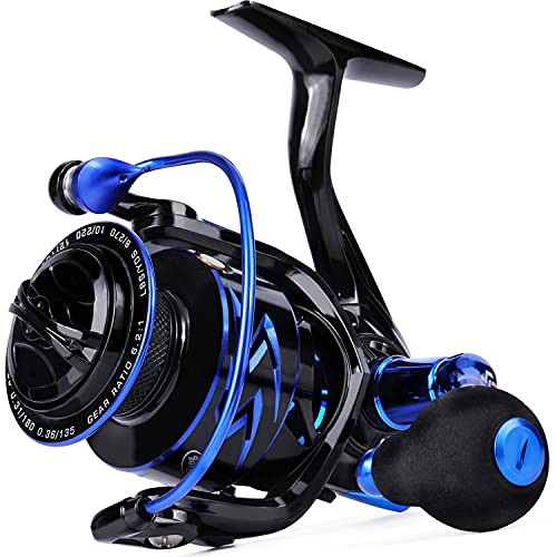 Sougayilang Spinning Reel – Ultra-Lightweight 6.2:1 High Speed, 17LB Max Drag, 12+1 Shielded Bearings, Metal Frame, Corrosion-Resistant for Freshwater and Saltwater Bass Redfish Inshore Fishing - size: 1000
