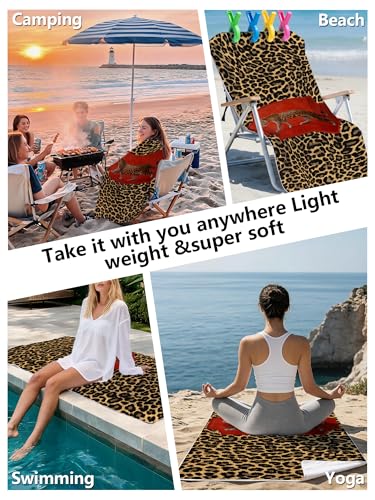 Cheetah Print Beach Towel - Funky Y2K Leopard Prints Large Sand Free Towel 30x60 Inch for Beach Camping Swim Pool Gym Sports & Yoga, Cheetah Print Gifts for Women - color: Btowels03