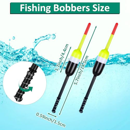 VioraWhite 20 Pcs Fishing Floats Bobbers Spring Oval Stick Slip Floats Balsa Wood High Visibility and Sensitive for Crappie Catfish Trout Panfish Walleye Fishing - size: 1.7″x0.59″x5.7″