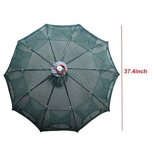 Persei Foldable Fishing Bait Trap Cast Net Cage Cast Dip Cage for Fish Shrimp Minnow Crayfish Crab Bait Trap Cage - color: 10 sides 10 holes+1 hole