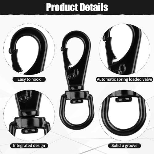 Stainless Steel Swivel Eye Snap Hook, 5 Pack (2.7 Inch) Heavy Duty Flag Clips for Flagpole Rope, Diving Clips Spring Hooks for Bird Feeders, Pet Chains, Dog Tie-Out Cable, Keychains