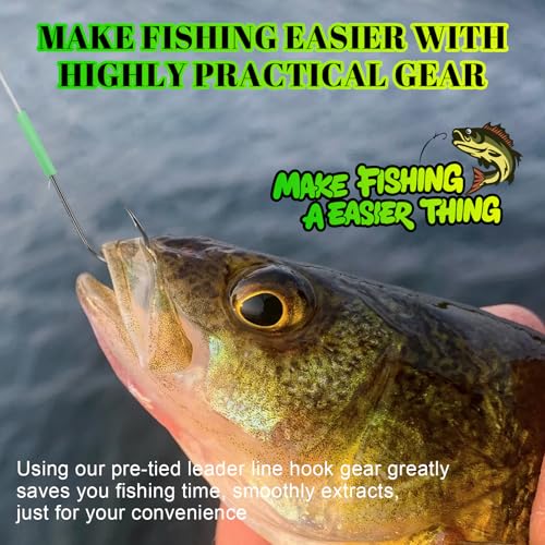 Fishing Hook Case with 40 Pre-Tied Hooks, Transparent Tackle Box, Offset Double Barbed Baitholder Hooks with Glow Sleeves for Bass Catfish Snapper Croaker Walleye Saltwater Freshwater - size: 5/0#-40pcs