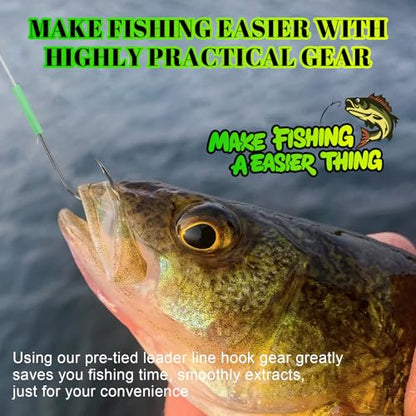 Fishing Hook Case with 40 Pre-Tied Hooks, Transparent Tackle Box, Offset Double Barbed Baitholder Hooks with Glow Sleeves for Bass Catfish Snapper Croaker Walleye Saltwater Freshwater - size: 6/0#-40pcs