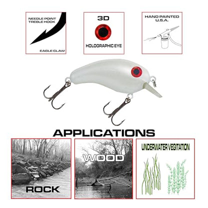 Crappie Magic Crankbait (2 Inch Crappie Lure) Made in the USA - color: Pearl White