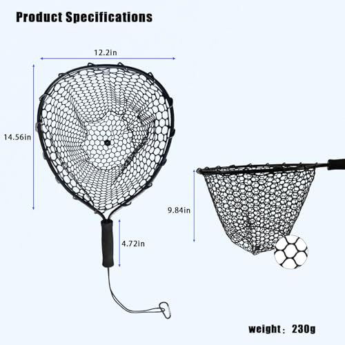 101.5in Large Fishing Net with Handle Carbon Fiber Coated Rubber Telescoping Minnow Long Landing Pond Net Collapsible Kayak Folding Fish Net - color: Little Handwriting