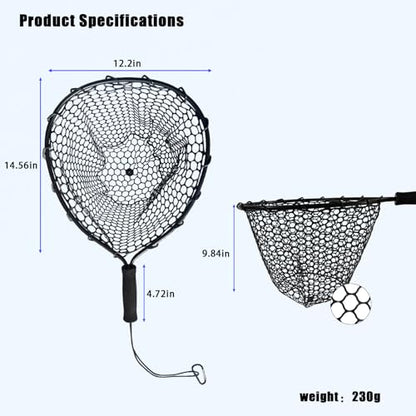 101.5in Large Fishing Net with Handle Carbon Fiber Coated Rubber Telescoping Minnow Long Landing Pond Net Collapsible Kayak Folding Fish Net - color: Little Handwriting