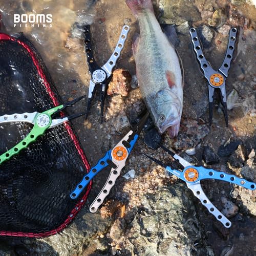 Booms Fishing X1 Aluminum Fishing Pliers Saltwater, Surf Fishing Tackle Kit, Fishing Multitool Hook Remover Braided Fishing Line Cutting and Split Ring with Coiled Lanyard and Sheath - color: Black&silver
