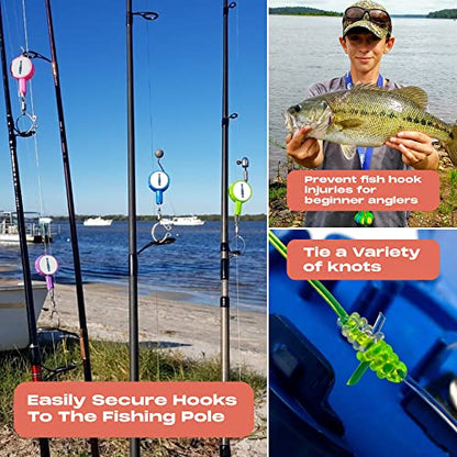 HOOK-EZE Fishing Knot Tying Tool | Protect from Fish Hooks | Tie Fishing Knots Easily | Cool Gadgets for Fishermen | Ice Fly Fishing | Fishing Accessories for Beginner Anglers | Nail Knot Tool - color: Purple, style: Standard