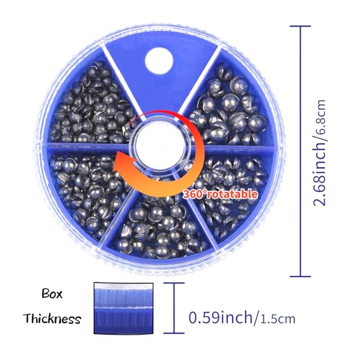 Split Shot Sinkers Combo Assortment 167pcs - 5 Sizes Removable Pure Lead Egg Sinkers & Micro Weights for Trout Fishing | Freshwater &Saltwater Gear with Fly & Ice Fishing Precision | Small Weights Kit