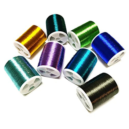 (8pcs*240yd) Kalavarma Rod Wrapping Thread for Fishing Rod Wrapping Thread Rod Building Repair - style: Metallic klm012