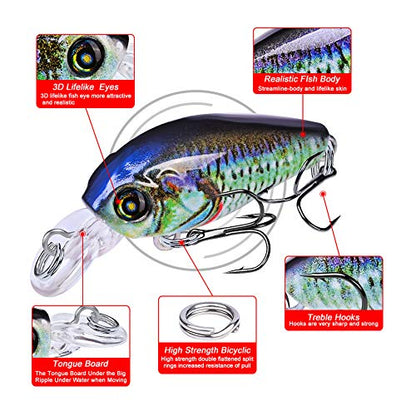 Mini Crankbait Fishing Lures Kits Swimbait Wobbler Hard Baits for Bass Trout Pike Freshwater and Saltwater 10pc-20pc/pack - color: 10pcs-4.7cm/0.14oz