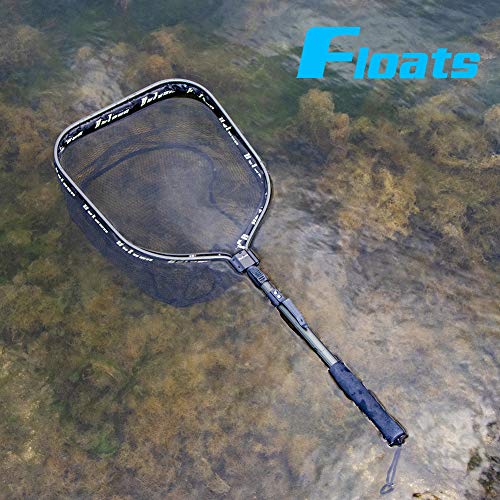 YVLEEN Floating Fishing Net - Folding Fishing Landing Net with Rubber Coating Mesh for Easy Fish Catch and Release, Fishing Net for Freshwater and Saltwater - color: C: Army Green(Fixed Pole)