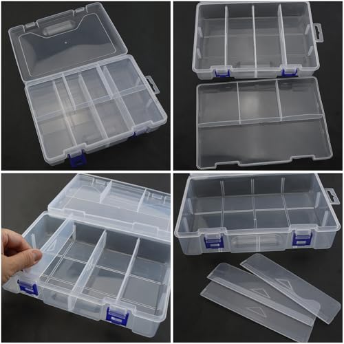 9x6x2.3inch PP Plastic Divided Storage Container Transparent Fishing Gear Box Organiser Waterproof Compartment Organiser DIY Craft Organiser