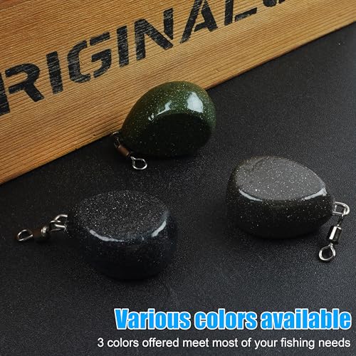 Carp Fishing Weights Sinkers, 4/8pcs Coated Tapered Flat Pear Fishing Sinkers with Swivels for Carp/Coarse Fishing Tackle 3 Colors - style: Black-4pcs