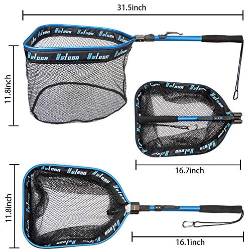 YVLEEN Floating Fishing Net - Folding Fishing Landing Net with Rubber Coating Mesh for Easy Fish Catch and Release, Fishing Net for Freshwater and Saltwater - color: A: Blue(Fixed Pole)