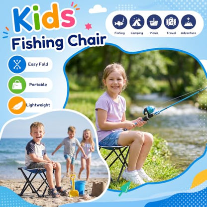 ODDSPRO Kids Fishing Pole - Portable Kids Fishing Rod and Reel Combo, Kids Fishing Gear with Tackle Box, Spincast Reel, Collapsible Chair and Bucket, Fishing Pole for Kids Boys Girls Toddler Youth 3+ - size: 3.94 ft