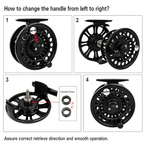 Aventik HVCE Graphite Fly Reel Center Drag System Classic III Graphite Large Arbor Sizes 3/4, 5/6, 7/8 Fly Fishing Reels - size: 3/4, style: Only Reel