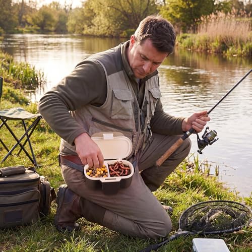 Insulated Live Bait Holder Waist Mounted Dual Layer Fishing Bait Bucket Container with Lid and Lock Portable Plastic Lure Worm Storage Tackle Box, Keeps Baits Fresh and Alive - style: Classic Style
