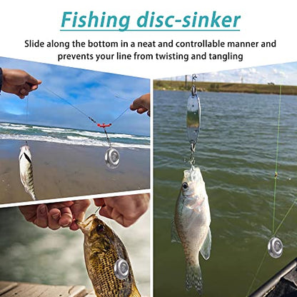 Disc Sinkers Fishing Weights Coin Weight Saltwater Fishing Weight sSinker Surf Fishing Inline Trolling Bottom Drifting Catfish Weight Sinker Fishing Tackle Gear 1oz 2oz 3oz 4oz 5oz 6oz 8oz - style: 1oz 2oz 3oz 4oz - 8pcs