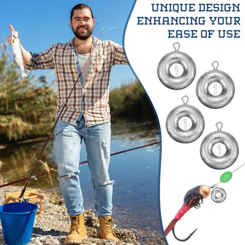 24 Pieces Fishing Disc Sinkers Weights Disc Sinker Fishing Sinkers Weights for Saltwater Catfishing Trolling Surf Tackle - size: 1 oz