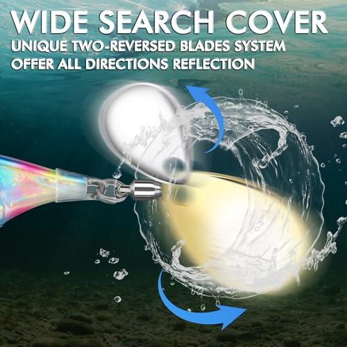 TRUSCEND Vibespinner Easy Catch Fishing Lures with BKK Hooks, Tail Spinner Baits with 4 Actions, Vibrating Swimming Flashing & Jigging for More Bites, Spoon Lures for Bass Trout Crappie Walleye Pike - color: A1-1/4oz-7g