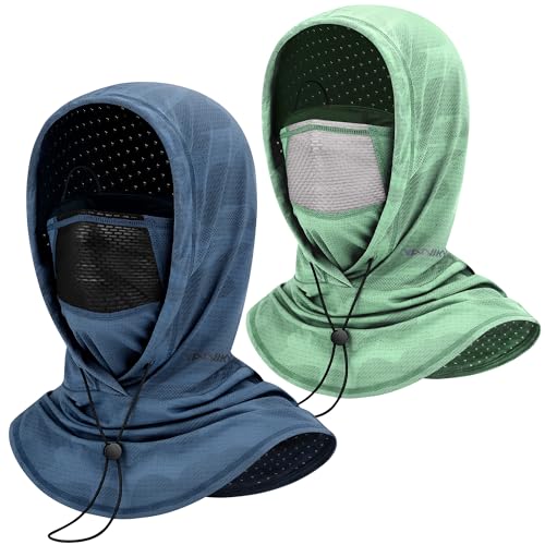 YANIKY Summer Cooling Balaclava with Breathable Holes, Sun UV Protection Face Mask for Running, Cycling, Fishing, Men & Women - color: Blue & Green Camo Set