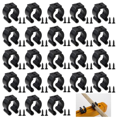 24 PCS Fishing Rod Clips, Wall Mount Fishing Pole Holder Clips for 0.66" to 0.95" Poles, Pool Cue Holder Storage Rack Replacement (Black) - color: Black