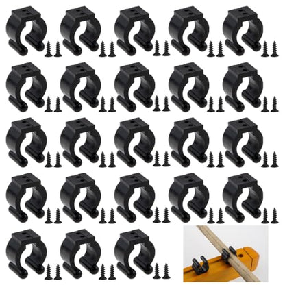24 PCS Fishing Rod Clips, Wall Mount Fishing Pole Holder Clips for 0.66" to 0.95" Poles, Pool Cue Holder Storage Rack Replacement (Black) - color: Black