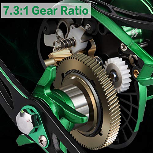 Sougayilang Baitcasting Reels - Colorful Fishing Reel, 8.0:1/7.3:1 Gear Ratios, 9+1 BB, Magnetic Braking System - color: Green- Right Handed