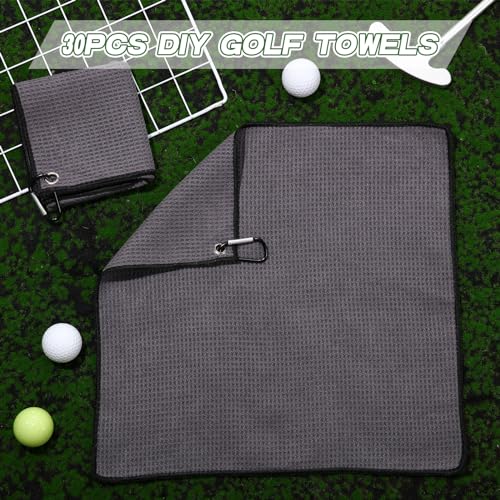 Batiyeer 12 Pcs Golf Towel Bulk for Golf Bags Microfiber Fabric Towel with Clip Waffle Pattern, Fitness, Camping, Hiking, Yoga - color: Gray
