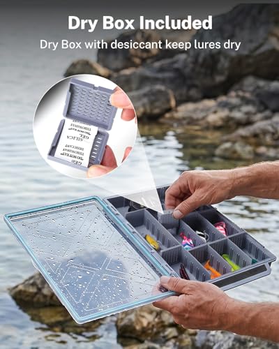 Gonex Fishing Tackle Boxes, 2-Pack Waterproof 3700 Tackle Trays with Adjustable Dividers, Portable Clear Plastic Tackle Organizers with DIY Dividers for Lures, Hooks, Bass Gear, Gray - size: 2pcs 3700 (14.2x9.1x2inch)