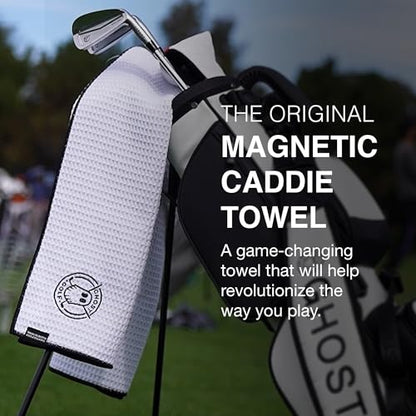 Ghost Golf Magnetic Towel (Caddie) - Ultra-Absorbent Microfiber Golf Towel | With Magnet for Golf Carts or Clubs - 18" x 40" Golfing Gear - Waffle Weave Pattern (Carolina Blue) - color: Carolina Blue