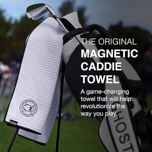 Ghost Golf Magnetic Towel (Caddie) - Premium Ultra-Absorbent Microfiber Golf Towel with Magnet for Golf Carts or Clubs - 18" x 40" Golfing Gear - Waffle Weave Pattern (Navy) - color: Navy