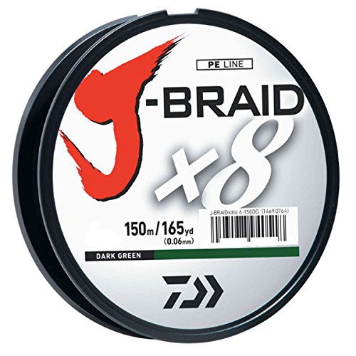 Daiwa J-Braid 150M 8-Strand Woven Round Braid Line - color: DARK GREEN, size: 20 lb