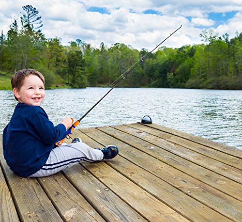 Urban Deco Kids Fishing Pole Set Portable Telescopic Kids Fishing Rod and Reel Combo Kit with Tackle Box for Beginners, Boys,Girls,Youth,Children - color: orange