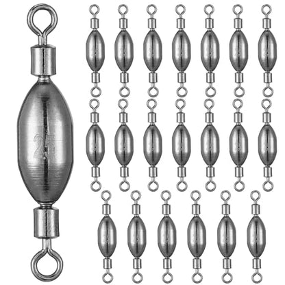 Seenelling 20 Pcs Brass Fishing Sinker Swivel Fishing Weights Saltwater Bullet Sinkers Drop Shot Weight Egg Sinkers with Swivel Rolling Removable Freshwater - size: 5/16 oz