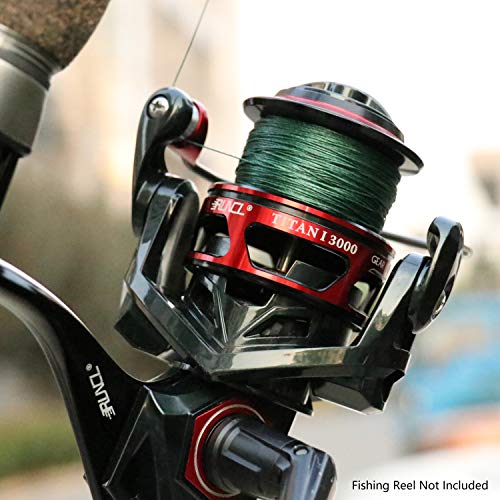 RUNCL PowerBraid Fishing Line 4/8/9 Strands, Braided Fishing Line 300/500/1000Yds - Seamless Weaving Tech, Enhanced Coating Tech, Zero Stretch, High Sensitivity, Smaller Diameter - Braid Line 15-115LB - color: Moss Green, size: 15LB-1000yds(4 Strands)