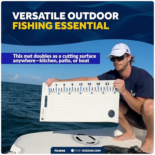Five Oceans Fish Fillet Mat 28" x 14" - Non-Slip Marine Fish Filleting Mat for Boat & Dock Fishing - Heavy-Duty UV Resistant Roll-Up Fishing Mat - Easy Clean FO4906 - color: Fish Fillet Mat