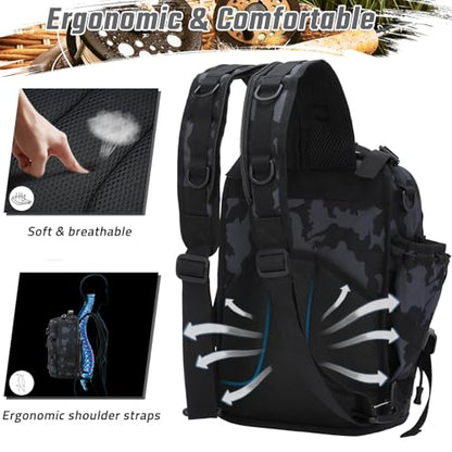 Fishing Tackle Backpack, Military Tactical Backpack Tactical Sling Backpack Bag Fishing Tackle Storage Bag Fish Gear Bag Molle Assault Pack Tactical Hiking Rucksack (Blue) - color: Blue