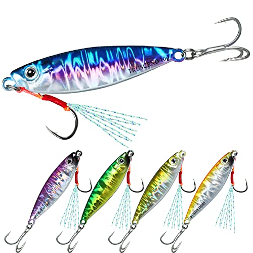 TRUSCEND Vibespinner Easy Catch Fishing Lures with BKK Hooks, Tail Spinner Baits with 4 Actions, Vibrating Swimming Flashing & Jigging for More Bites, Spoon Lures for Bass Trout Crappie Walleye Pike - color: D-0.35oz-1.8"