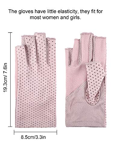 Maxdot Sun Gloves for Women UV Protection Fingerless Non Slip Sunscreen Driving Gloves for Summer Outdoor - style: Purple