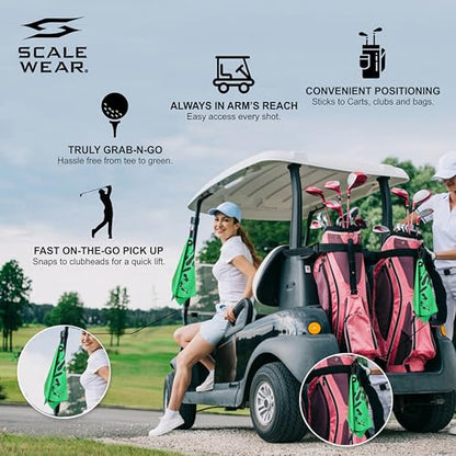 Magnetic Microfiber Waffle Golf Towel – Large 16"x24" Clean Golf Club Ball Magnet Clip to Hang on Bag Cart Strong Premium Strength Ultra Absorbent Gear Green Men (Rippit Green) - color: Rippit Green